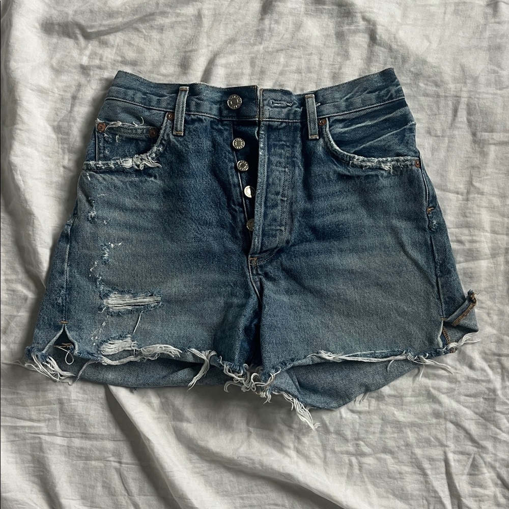 Agolde Light Blue Denim Shorts
